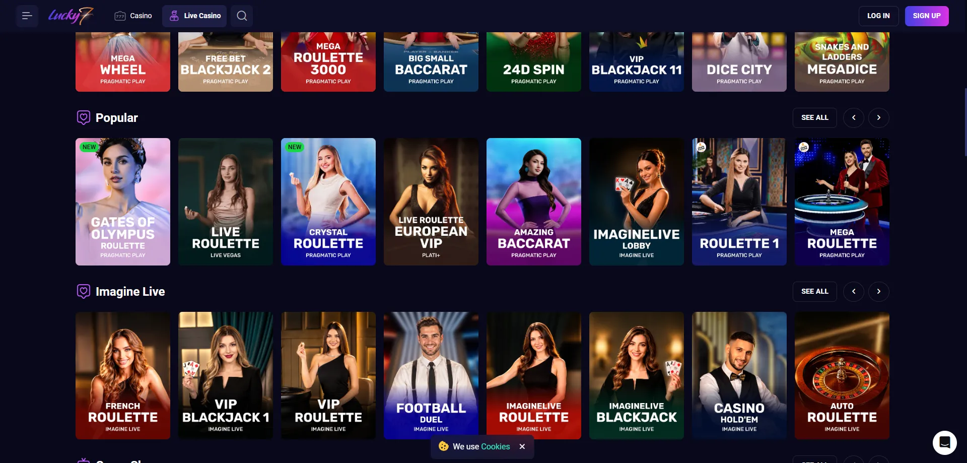 Lucky Seven Casino live dealer games and table game contribution rates