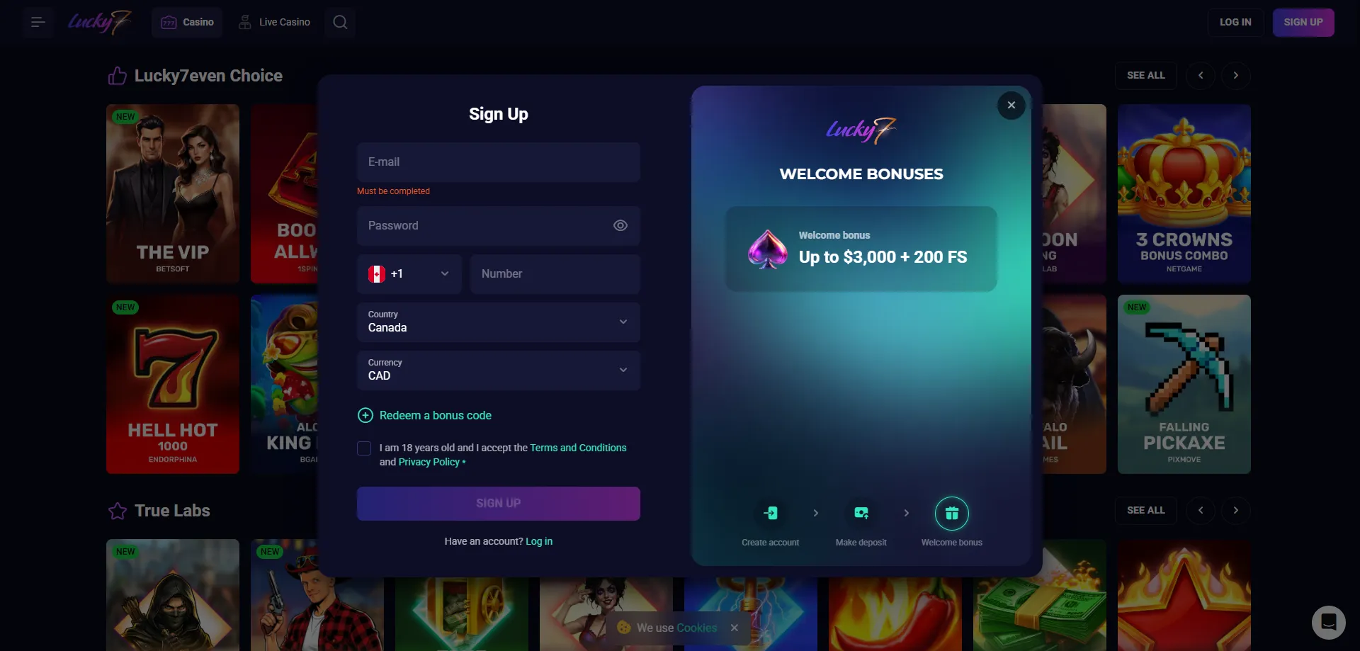 Create your Lucky Seven casino account — quick registration in minutes